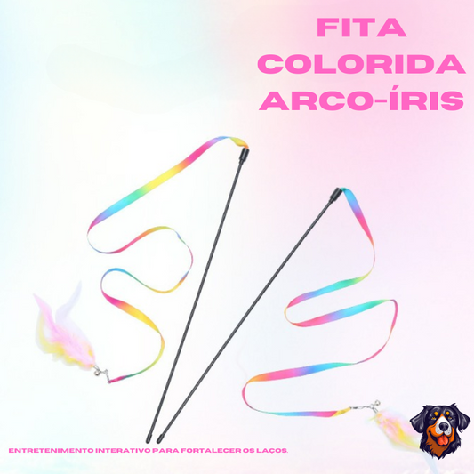 Pena interativa brinquedo do gato fita de cetim