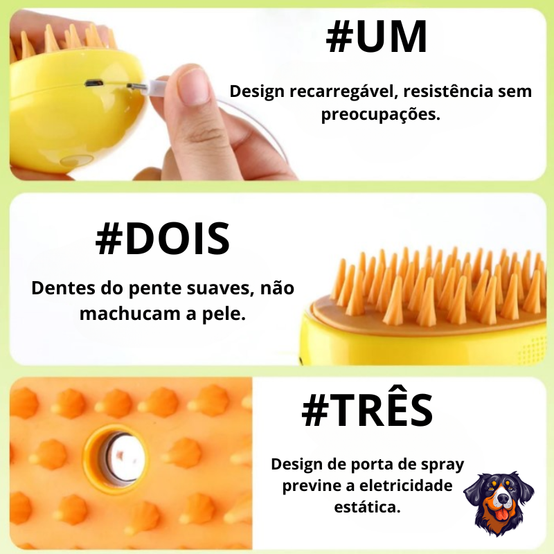 Escova de vapor para gatos e cães
