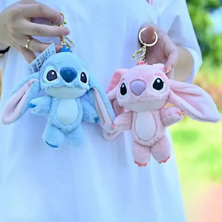 Chaveiro De Pelúcia Stitch e Angel
