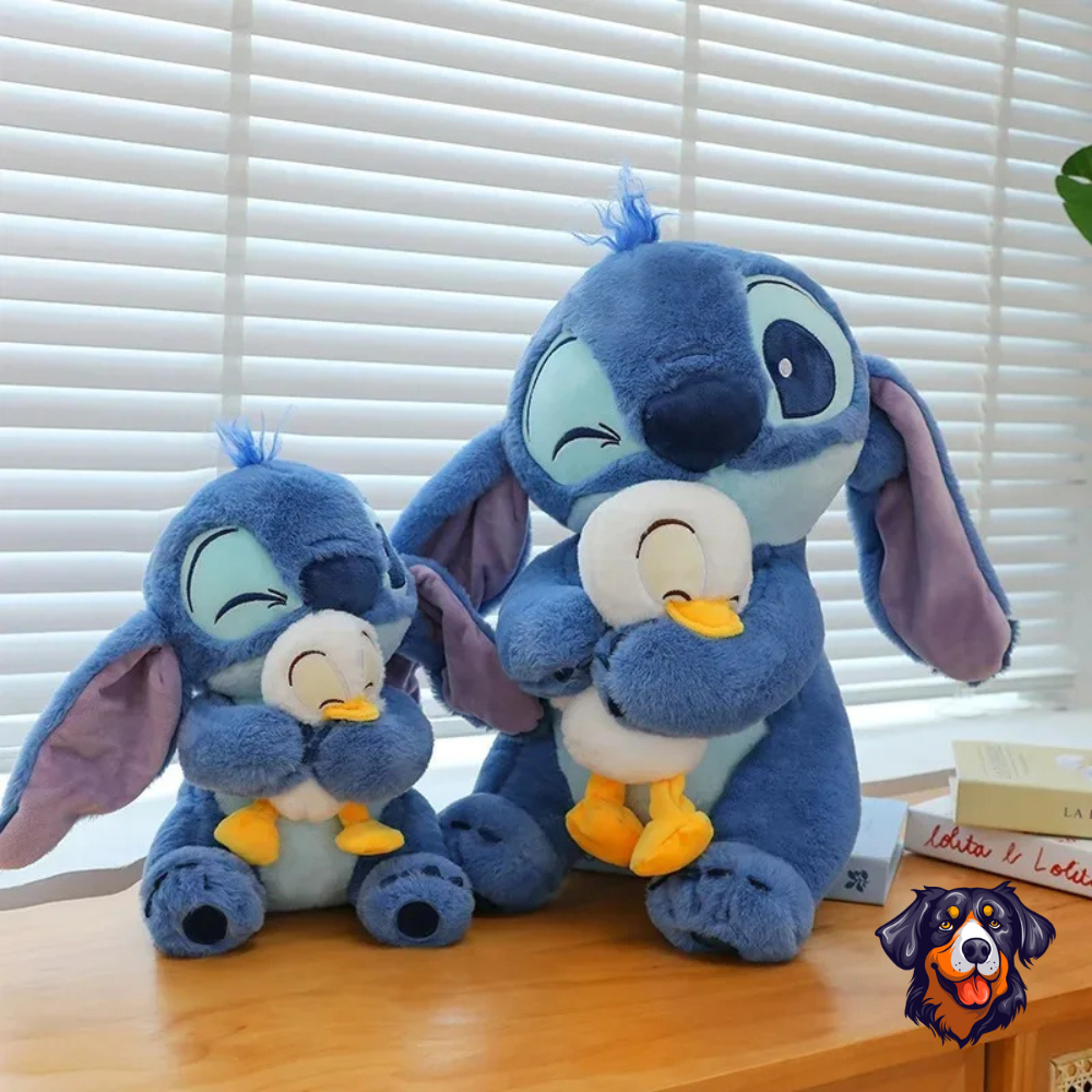 Boneco de pelúcia Stitch com Amigo Pato
