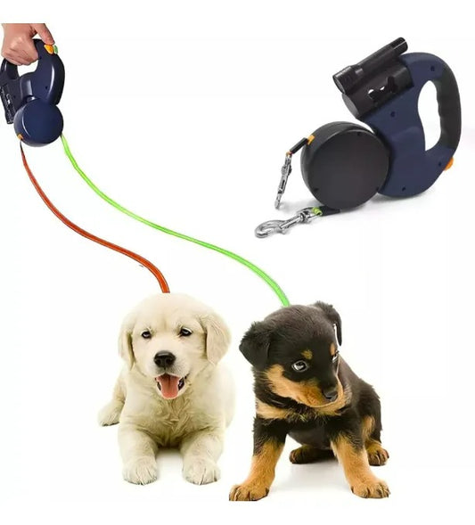 Guia Coleira Pet Retrátil Dupla Giratória
