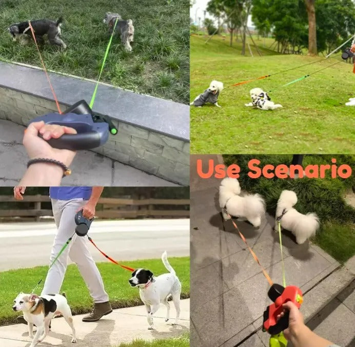 Guia Coleira Pet Retrátil Dupla Giratória