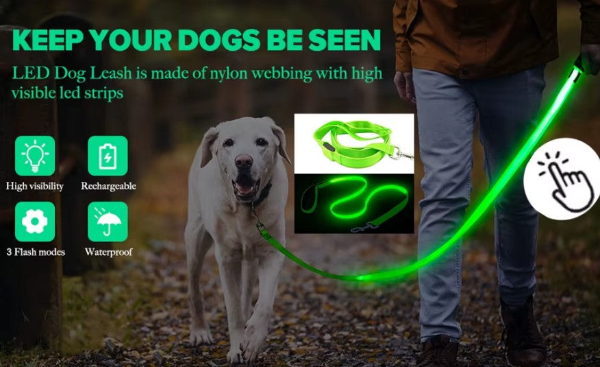 Coleira luminosa recarregável USB ajustável LED brilhante para cães e gatos