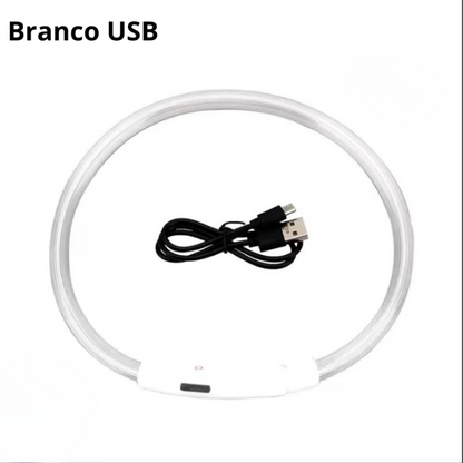 Coleira luminosa recarregável USB ajustável LED brilhante para cães e gatos