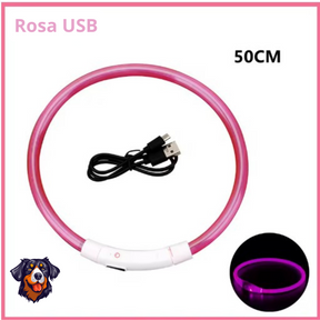 Coleira luminosa recarregável USB ajustável LED brilhante para cães e gatos