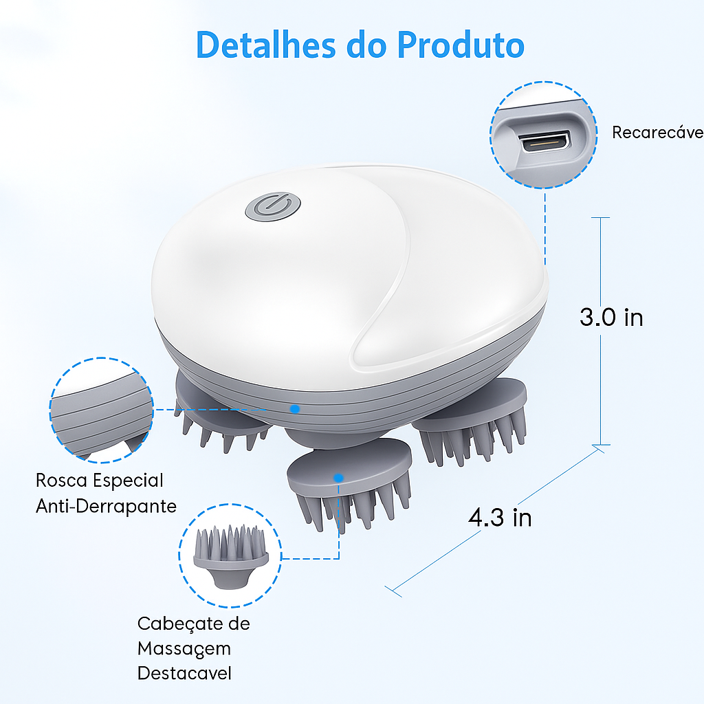 Massageador Elétrico De Couro Cabeludo Humano E Pet
